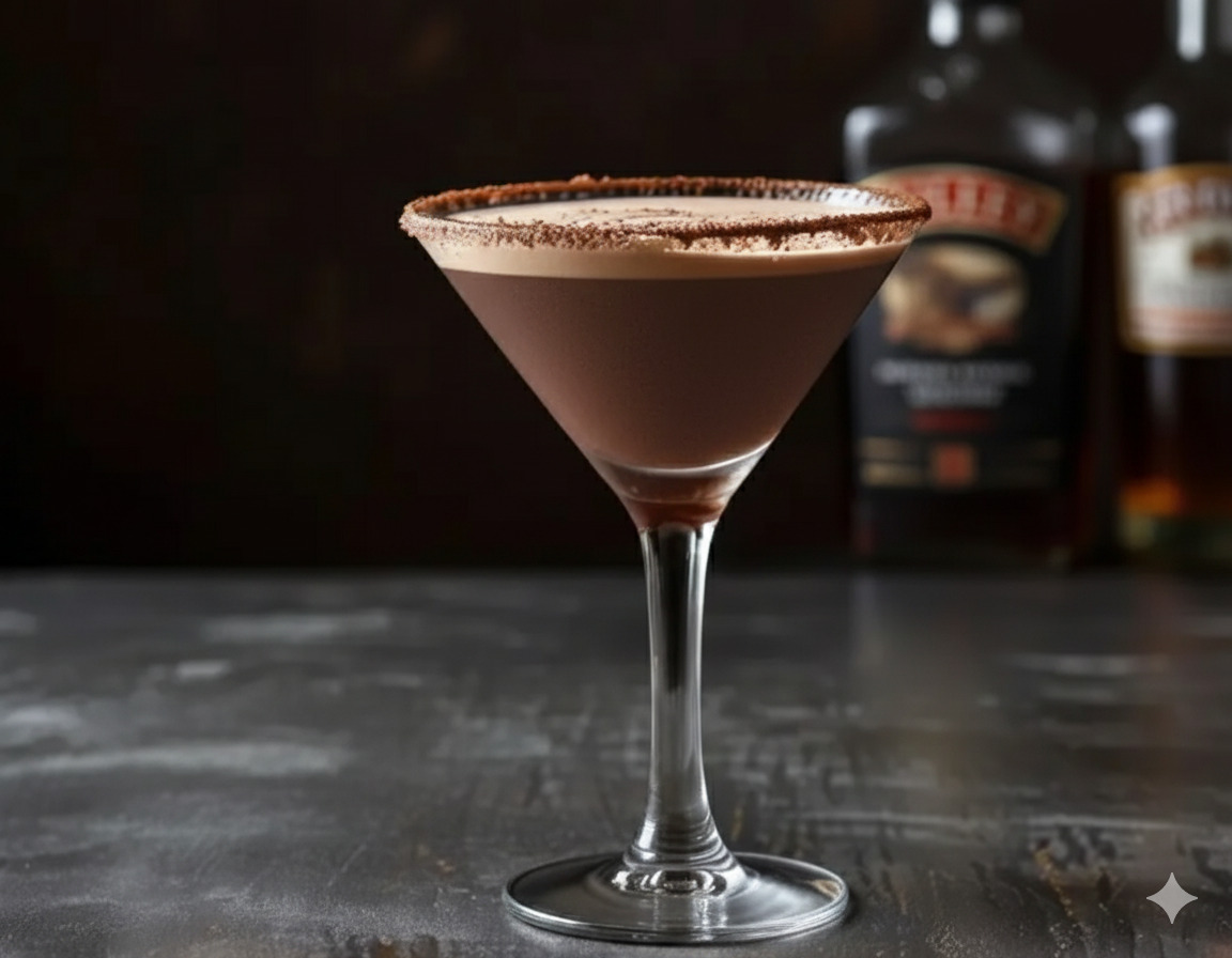 Elegancki koktajl czekoladowy w kieliszku barowym